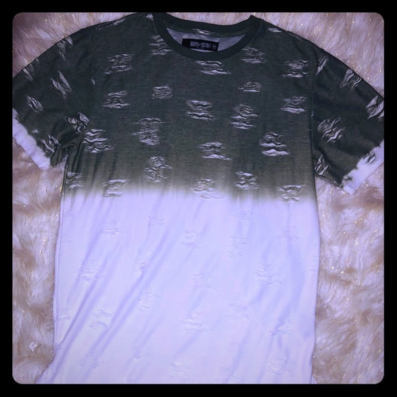 Men’s ombré green and white distressed tee shirt - Picture 1 of 4